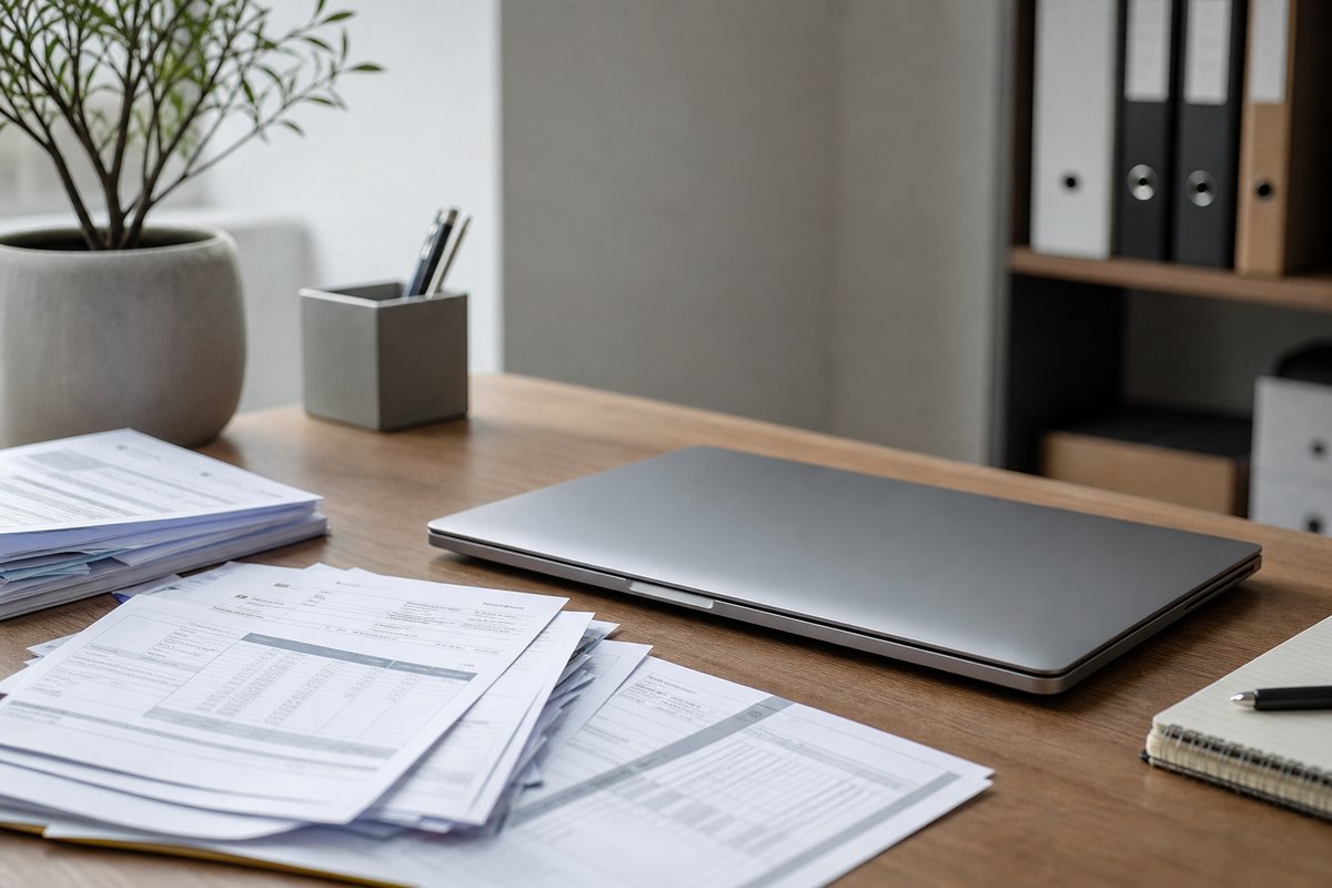 Desk setup suggesting recurring billing subscription management software
