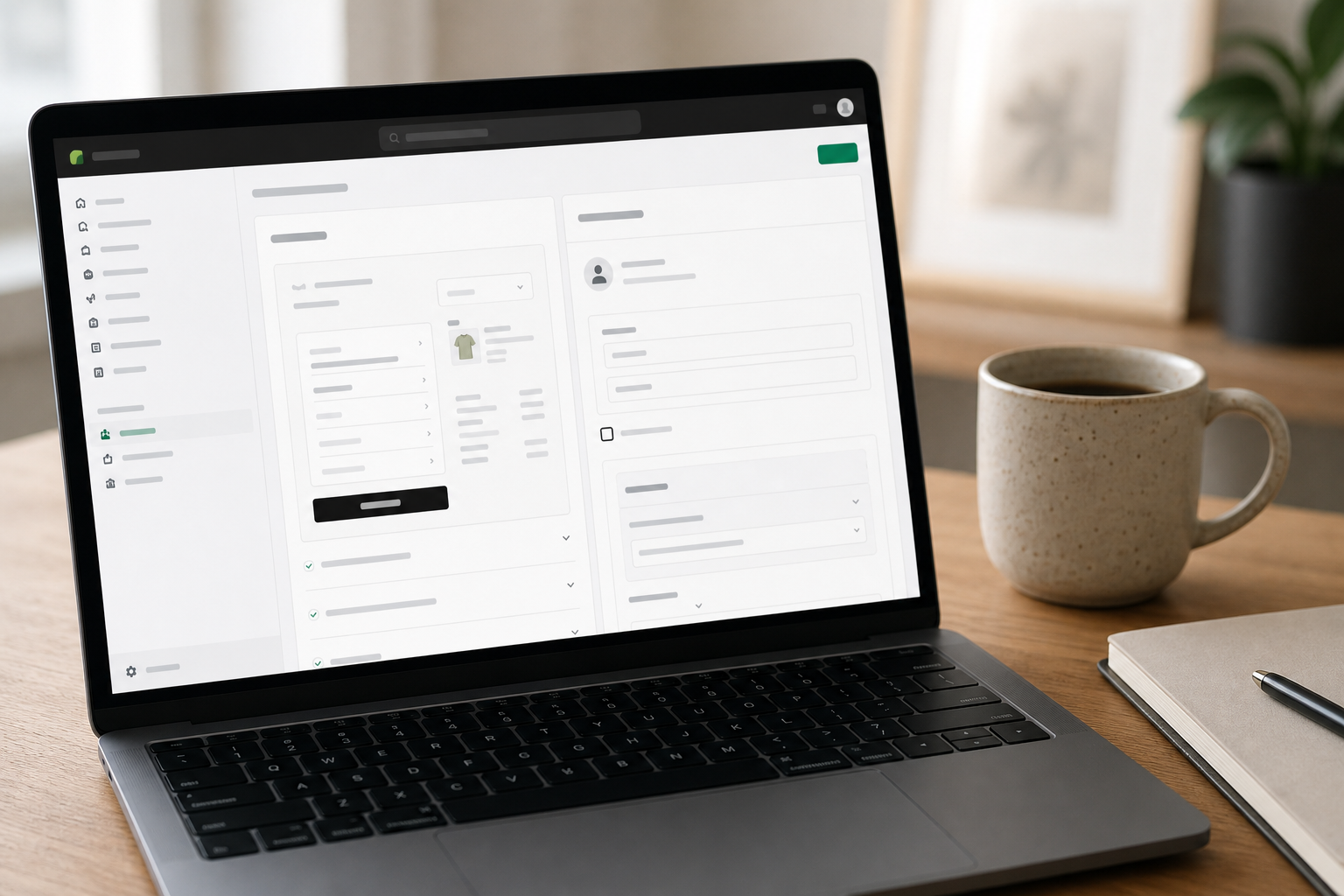 Laptop showing checkout and accounts editor settings