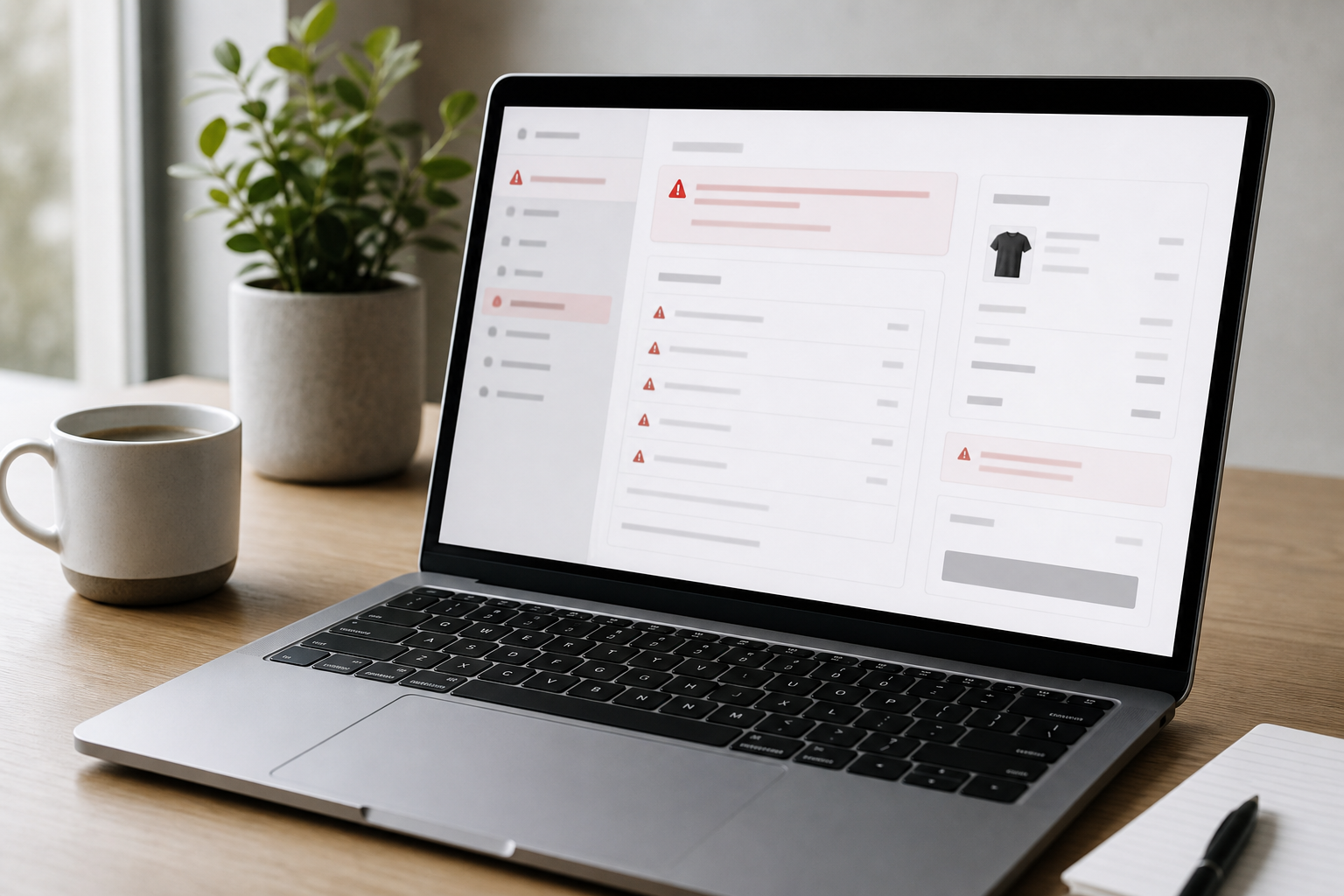 Merchant diagnosing Shopify checkout issues on a laptop