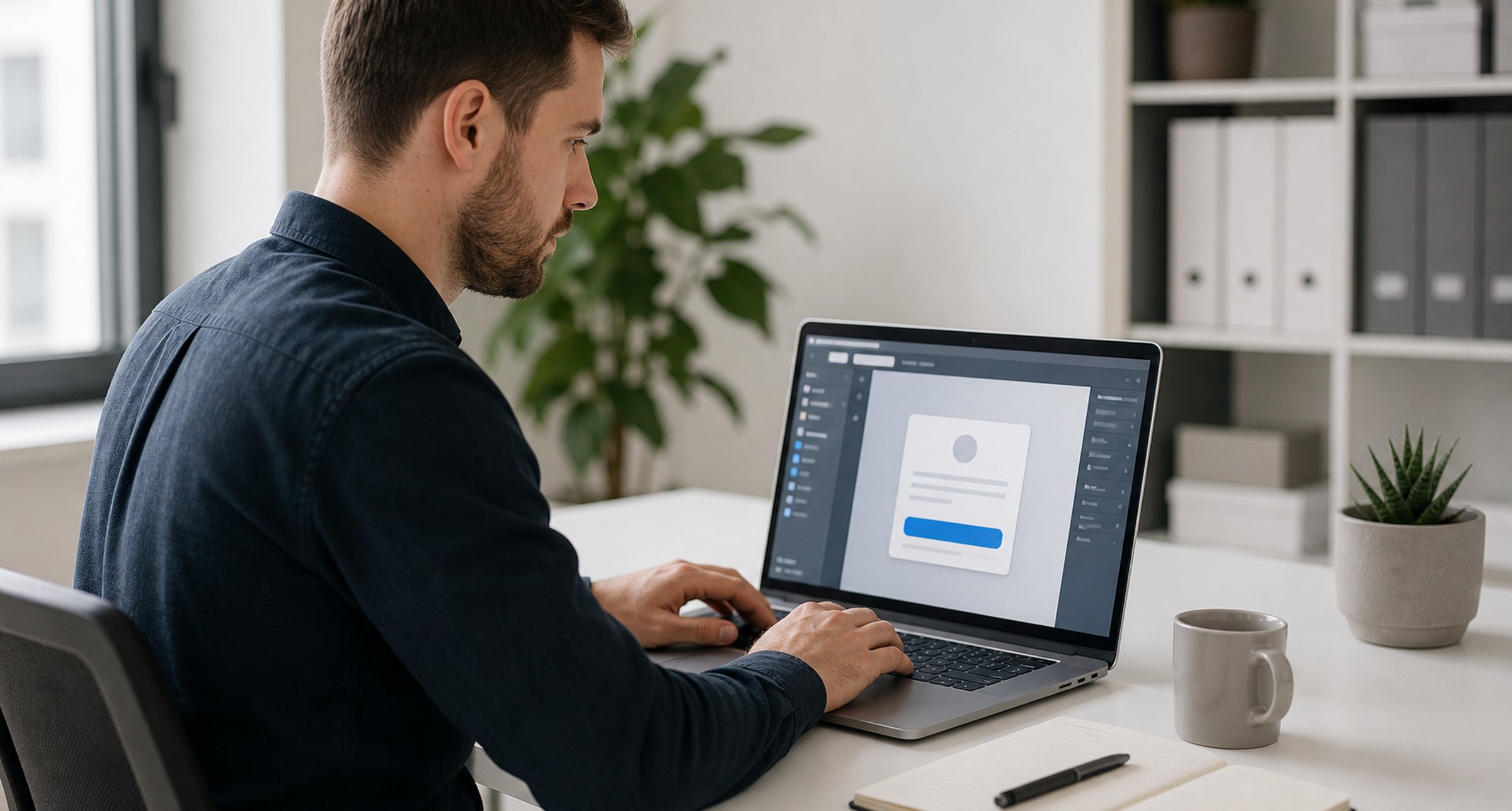 Developer working on a Shopify subscription widget on a laptop