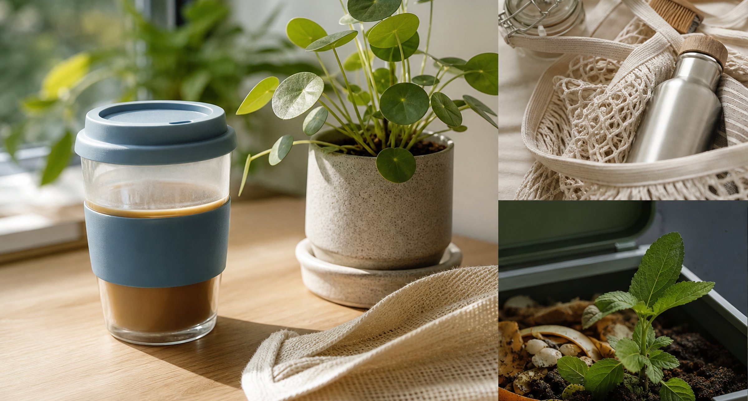 Reusable cup suggesting small sustainable subscription choices
