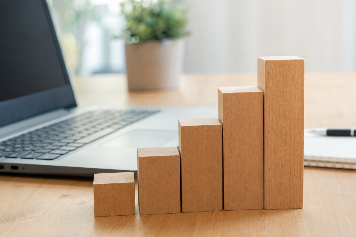 Ascending blocks suggesting subscription business model growth