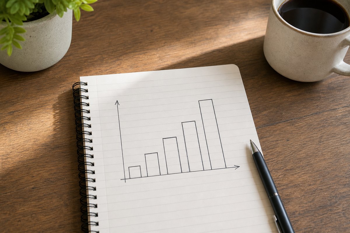 Notebook sketch suggesting subscription churn and KPI tracking