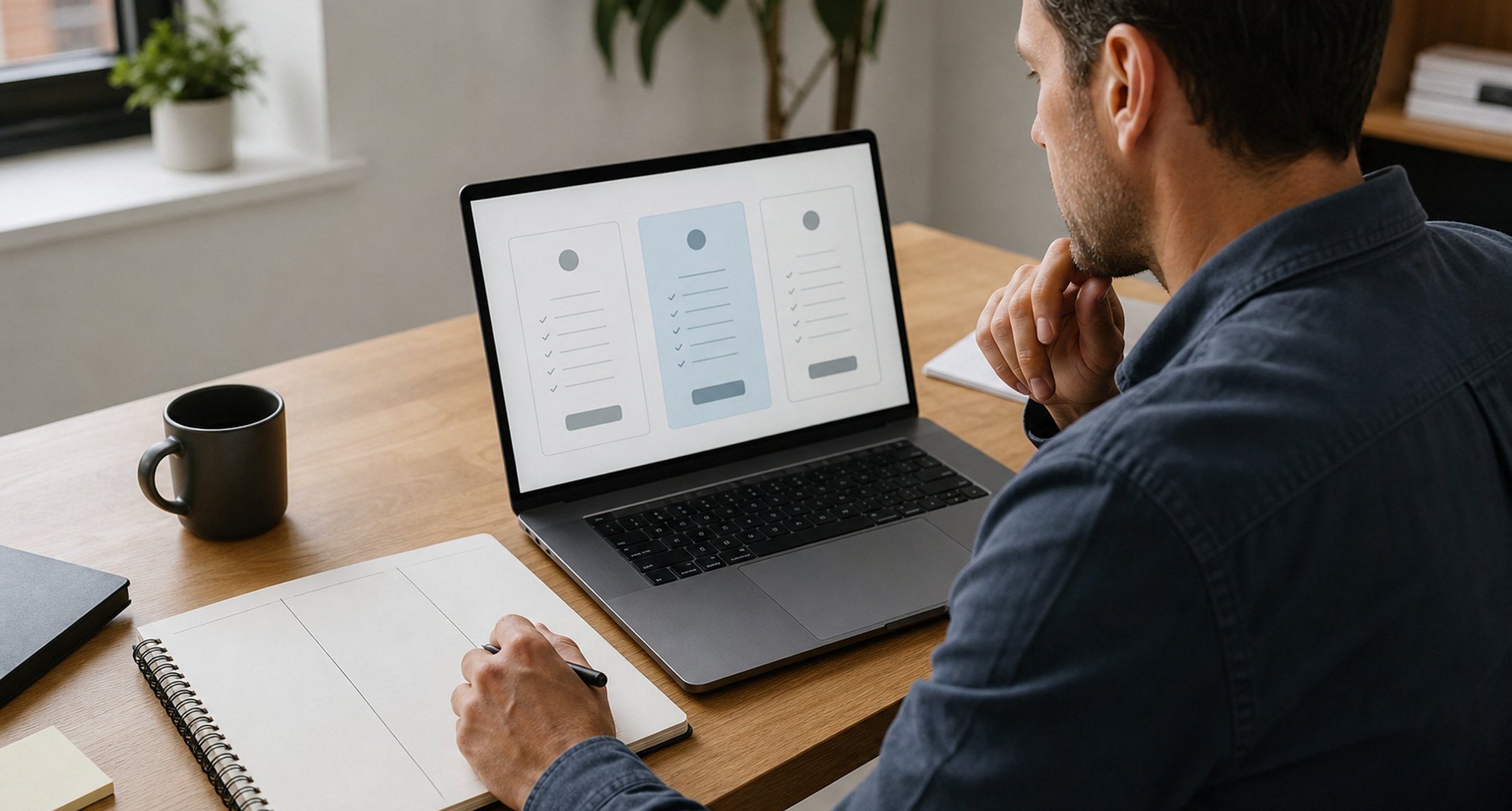 Founder working on a subscription pricing strategy on a laptop