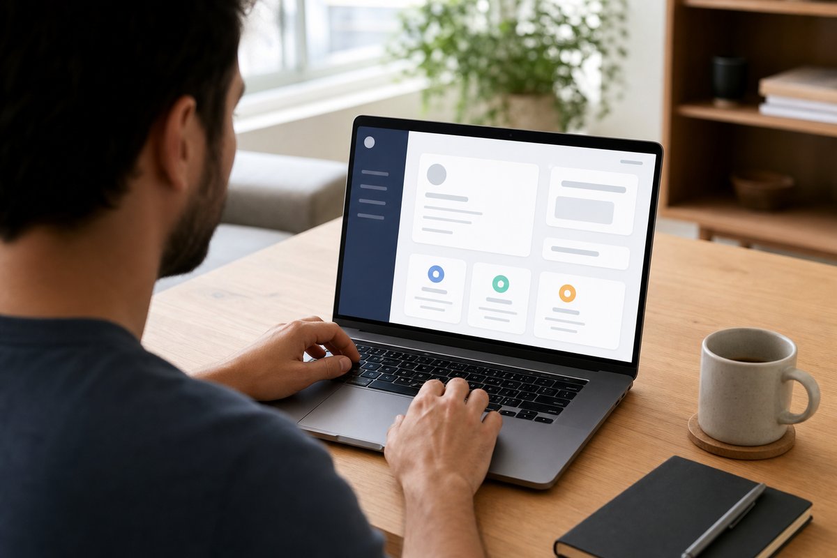 Home desk suggesting a customer self-service portal