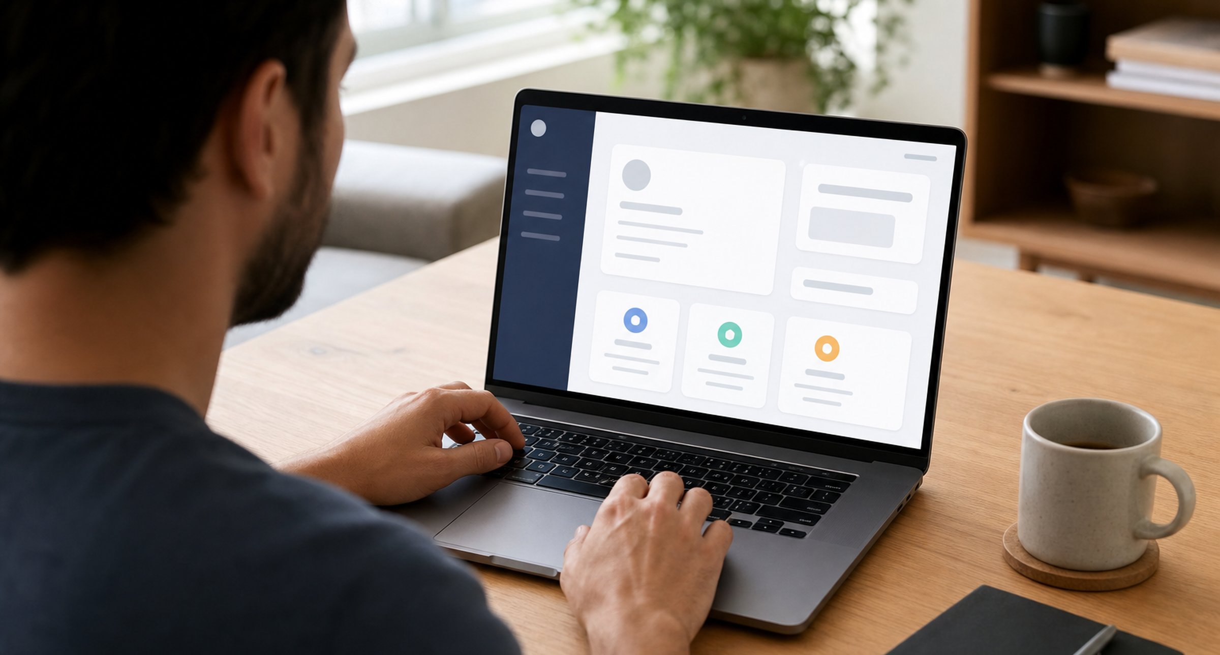 Customer managing subscriptions in a self-service portal on a laptop