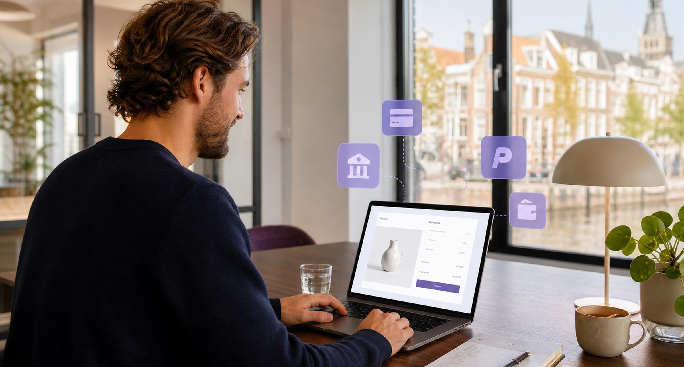 Wero payment checkout on a laptop in a modern European office